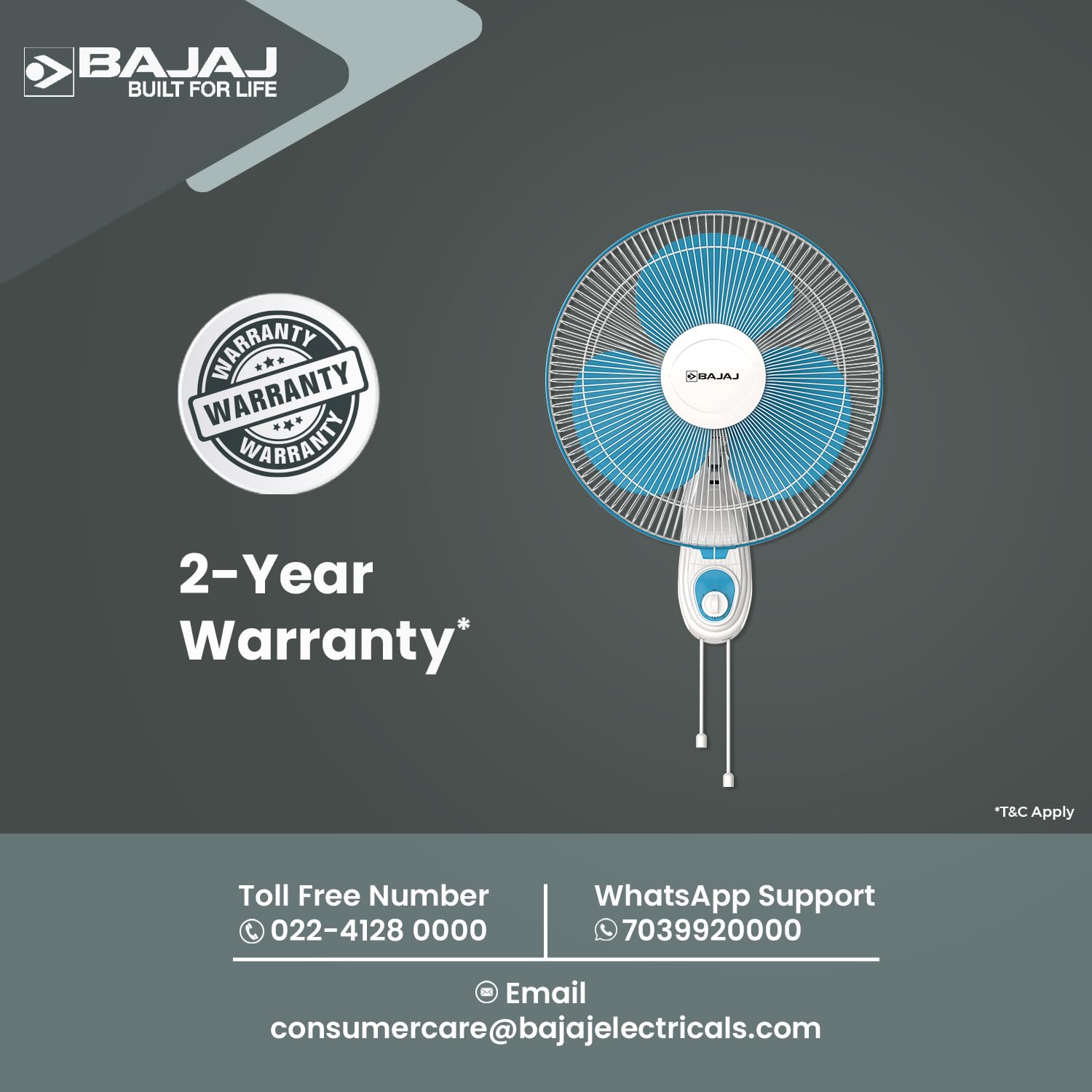 WF- 400MM TURBO (FIJI BLUE)(252107)-FAN-WALLFAN-BAJAJ | Girias - Buy ...